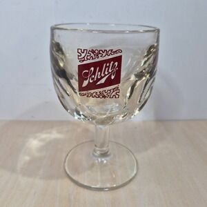 Schlitz Beer Glass Goblet Stemmed Etched Design Collectible Barware